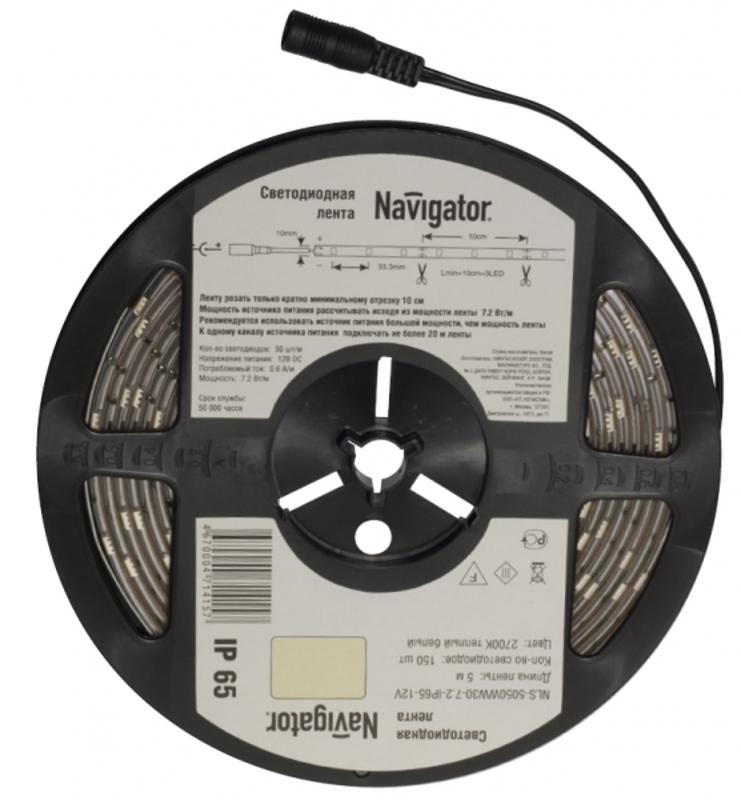 Лента светодиодная NLS-5050Y30-7,2-IP20-12V R5 7,2Вт 12В желтый IP20 5м