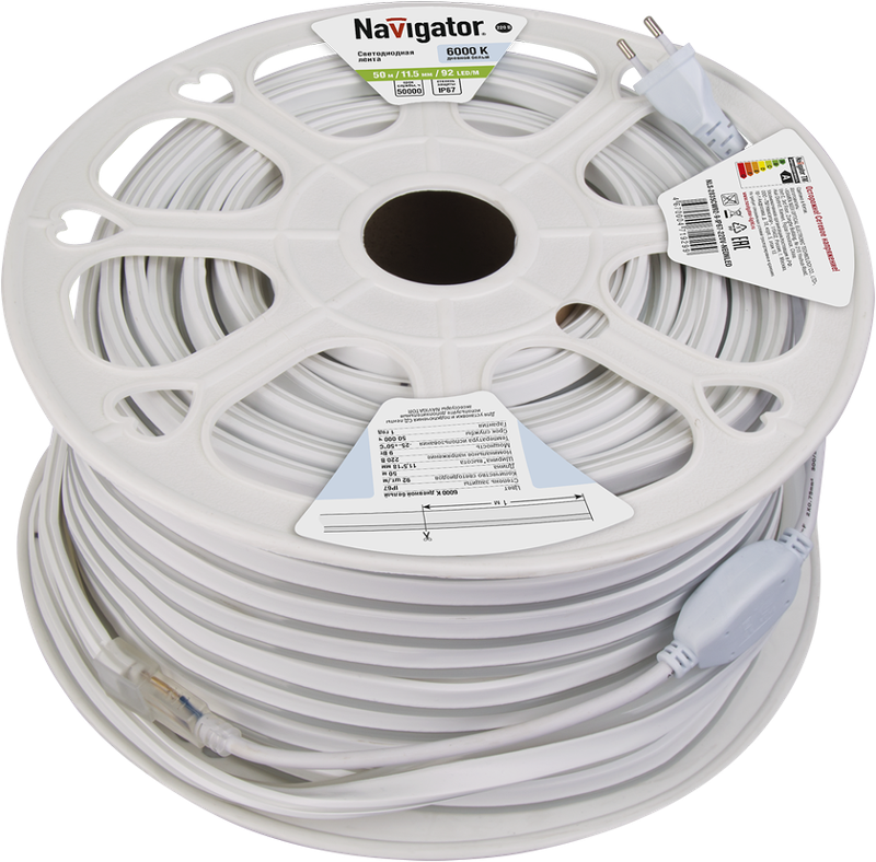 Лента светодиодная NLS-2835CW92-9-IP67-220V-NEONLED 9Вт 220В 6000К IP67 20 м