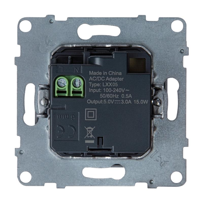 SUNO Зарядное устройство USB 2 выхода Тип А - Тип С Цвет "Алюминий"