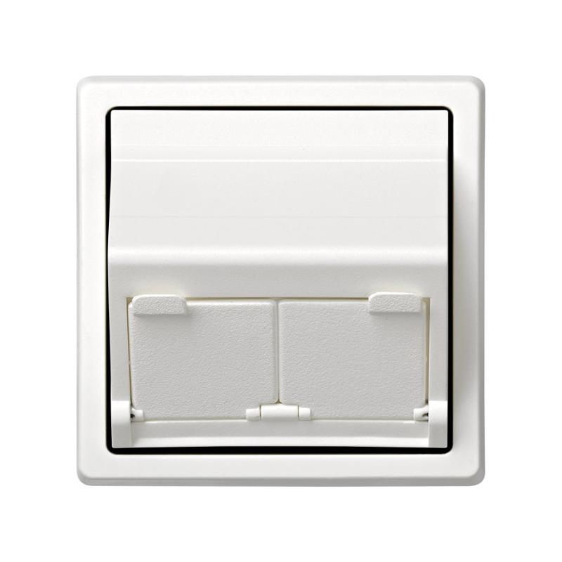 Simon 73 Адаптер на 2 коннектора RJ45 (KEYSTONE, AMP, Brand-Rex, KRONE), наклонное подключение, S73 Loft, бел