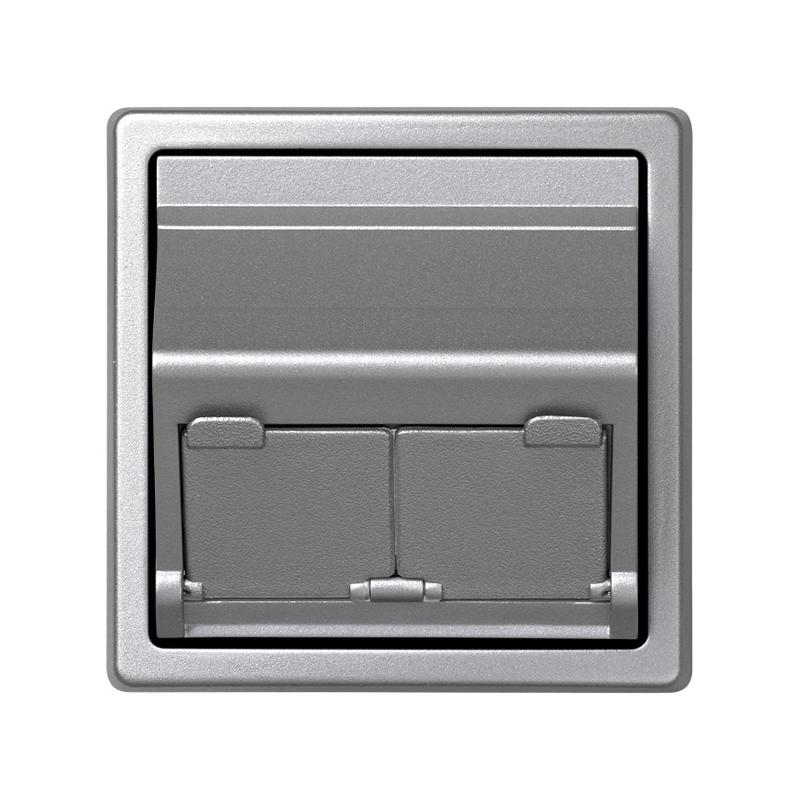 Simon 73 Адаптер на 2 коннектора RJ45 (KEYSTONE, AMP, Brand-Rex, KRONE), наклонное подключение, S73 Loft, алю