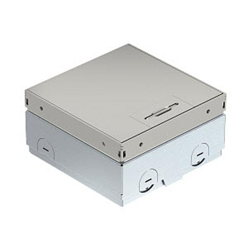 Лючок UDHOME-ONE с розетками (крышка без выемки) 140х140х75–105 мм, нагрузка 1529 кг, нерж. сталь