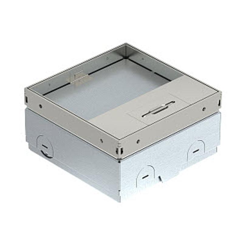 Лючок UDHOME-ONE с розетками (крышка - выемка 15 мм) 140х140х75–105 мм, нагрузка 1529 кг нерж. сталь