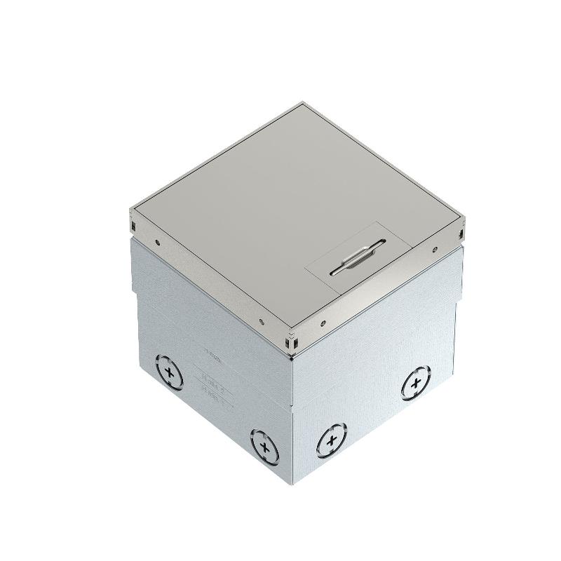 Лючок UDHOME2 укомплектованный 2 розетки французские (без выемки) 140х140х100мм нержавеющая сталь