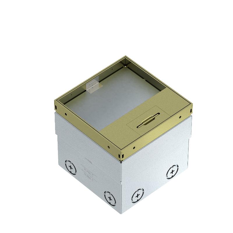 Лючок UDHOME2 пустой на 2 модуля ЭУИ 45х45мм и 2RJ45 (крышка с выемкой 15 мм) 140х140х110мм (латунь)