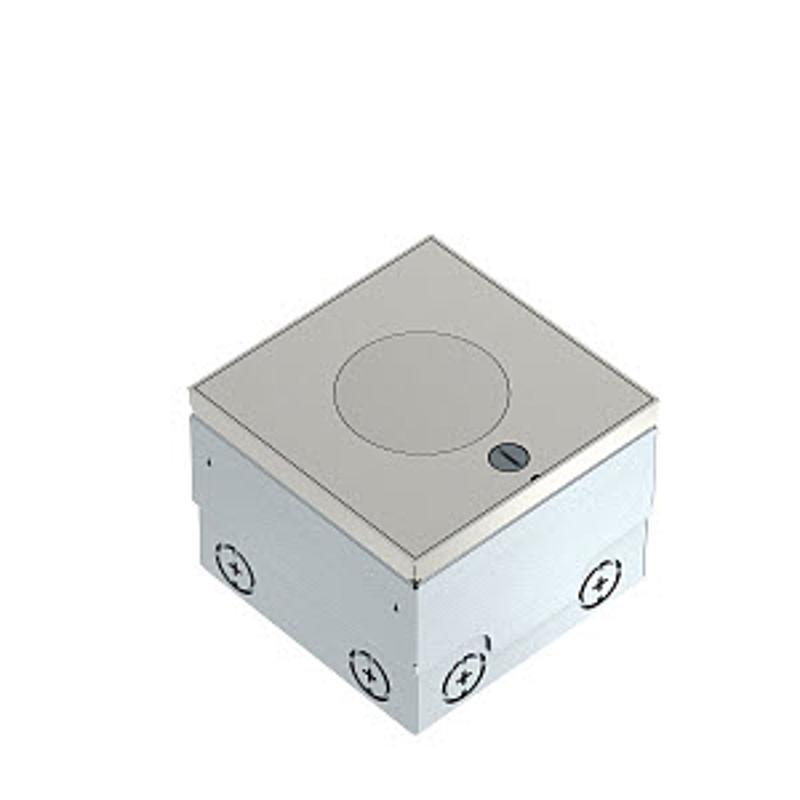 Лючок UDHOME2 с 2 розетками 220В, 140x140x110-135 мм, с тубусом IP45, нагрузка 1529 кг, нерж. сталь