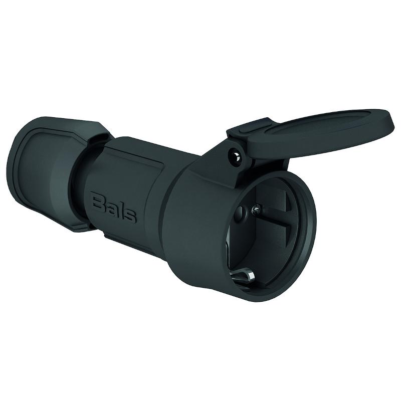 Розетка кабельная Schuko 16A 3p(2P+E) 250V IP54 черный MULTI-GRIP 7488 I 7488-Bals I Bals