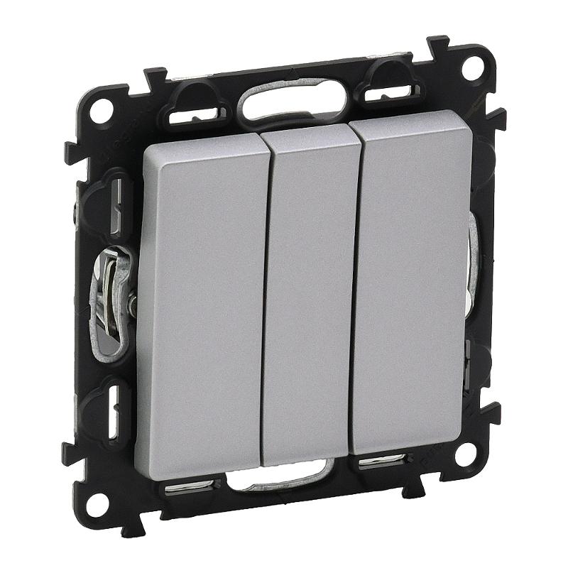 Valena LIFE DIY Алюминий Выключатель 3-клавишный 10А 250В