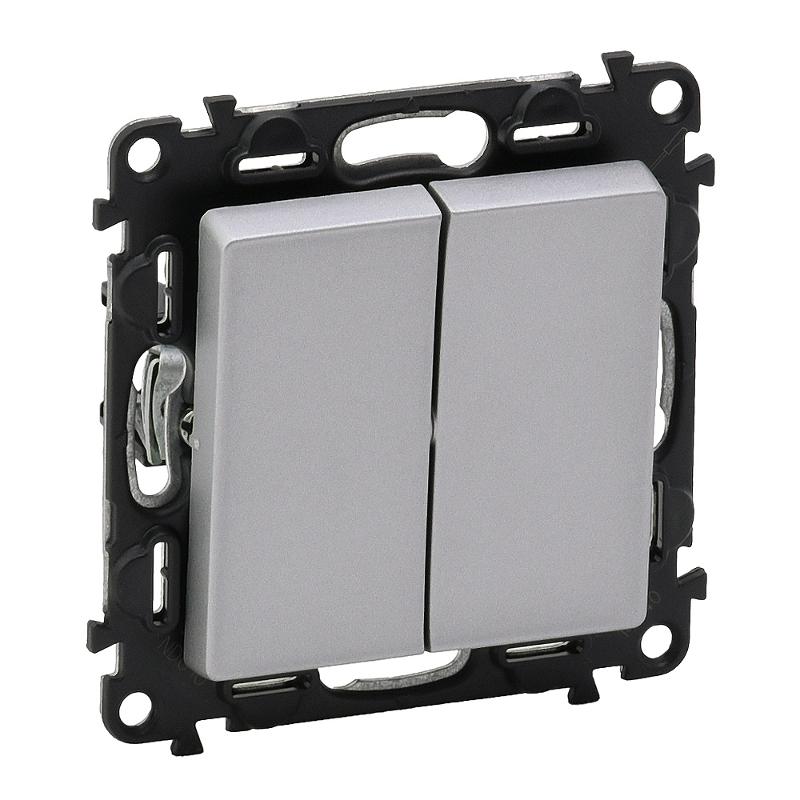 Valena LIFE DIY Алюминий Переключатель 2-клавишный 10А 250В