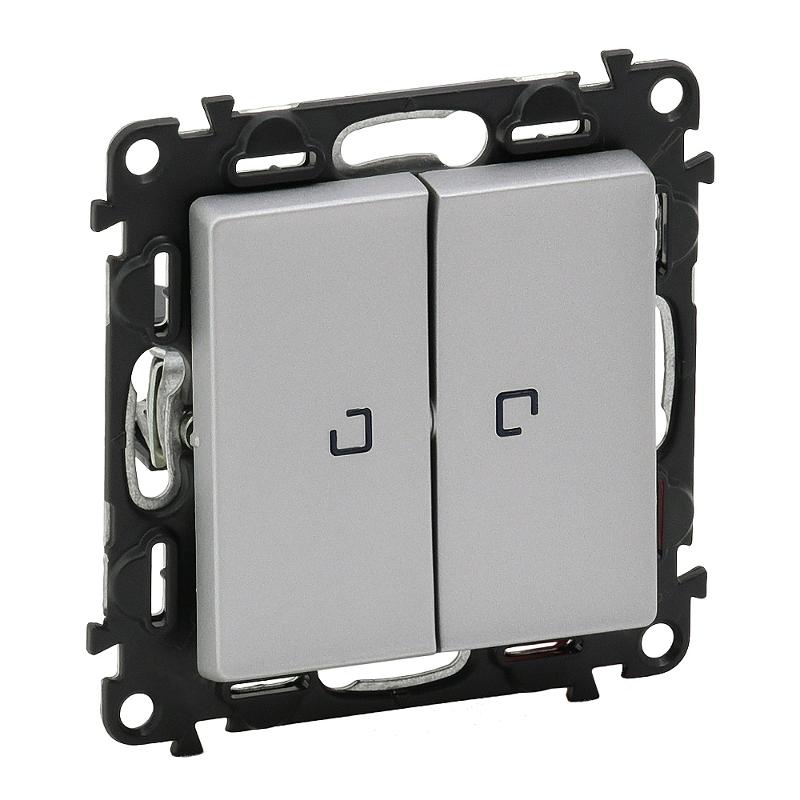Valena LIFE DIY Алюминий Выключатель 2-клавишный с подсветкой 10А 250В