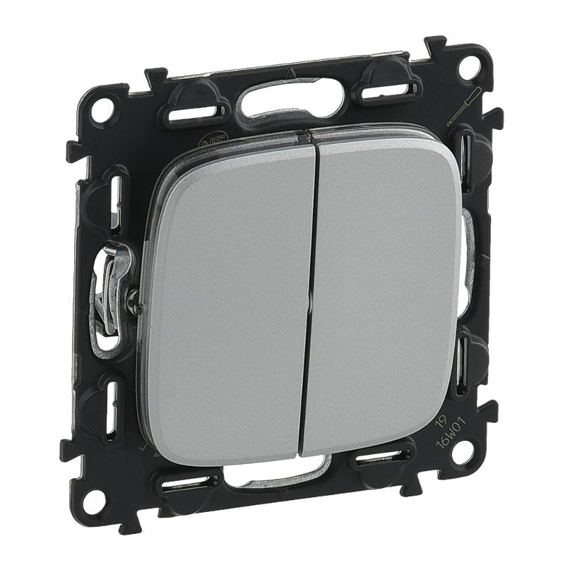 Valena ALLURE DIY Алюминий Выключатель 2-х клавишный 10А 250В