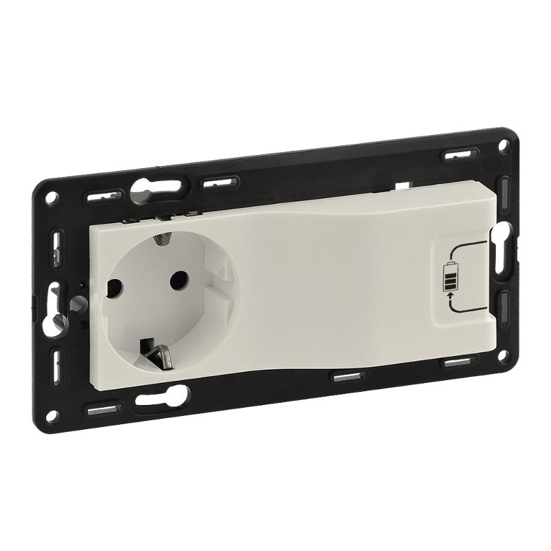 Valena ALLURE/LIFE Сл.кость Розетка c/з + USB (c лицевой панелью)