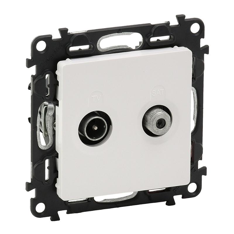 Valena LIFE DIY Белый Розетка TV-SAT проходная 1,5дБ/14дБ, диап. 5-862МГц/950-2400 МГц.