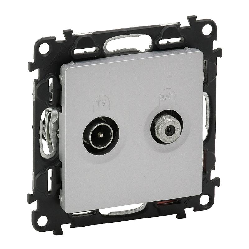 Valena LIFE DIY Алюминий Розетка TV-SAT проходная 1,5дБ/14дБ, диап. 5-862МГц/950-2400 МГц.