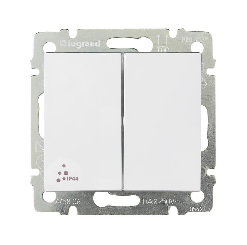 Valena Белый Переключатель 2-клавишный IP44