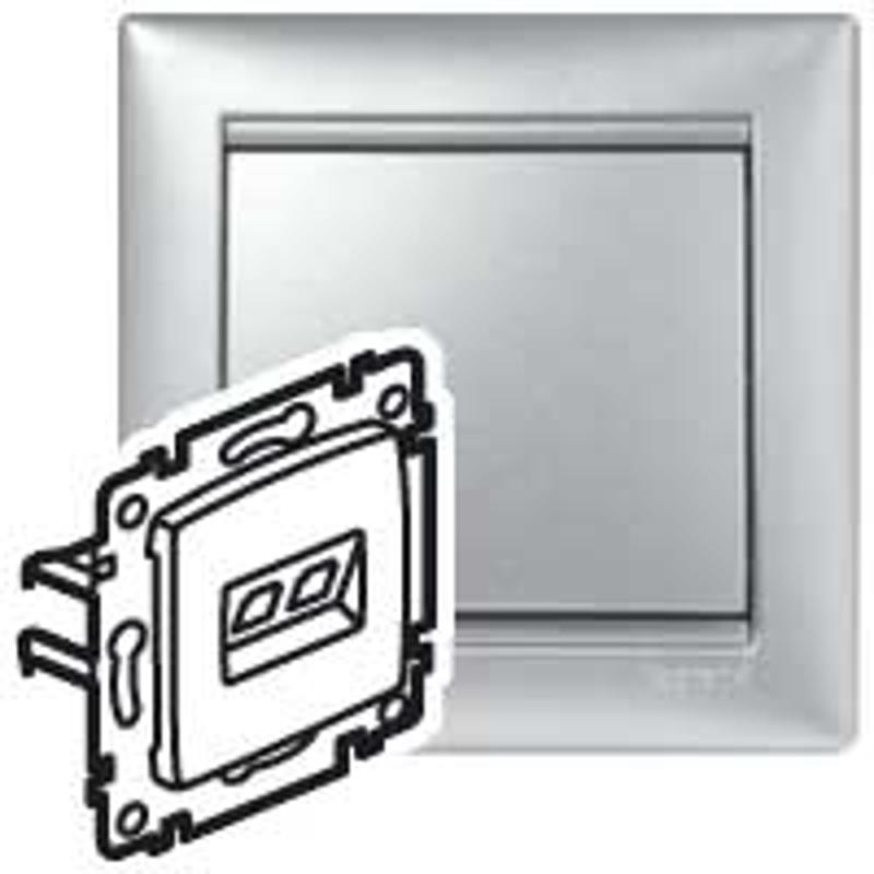 Valena Алюминий Розетка комп(RJ45) 2-ая 5кат.крепление винт.(без лапок) UTP