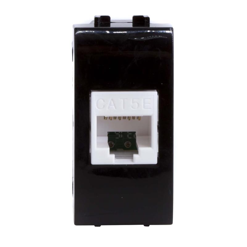 Компьютерная розетка RJ-45. кат.5Е (разъем PcNet). черная. 1мод. Brava