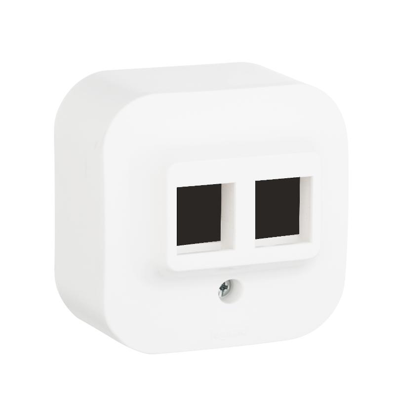 Quteo Белый Адаптер для 1 или 2 розеток RJ45 Keystone