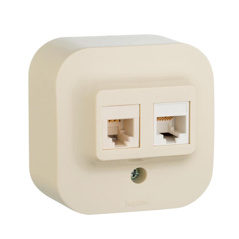 Quteo Слоновая кость Роз RJ11+RJ45 кат5UTP