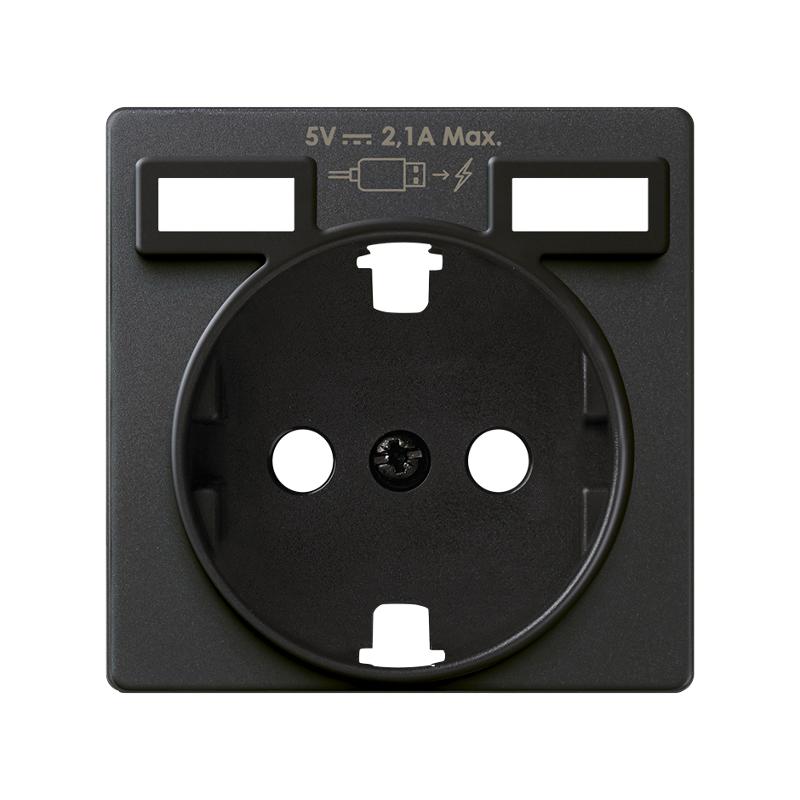 Накладка для розетки Schuko с зарядным устройством 2хUSB цвета графит S82