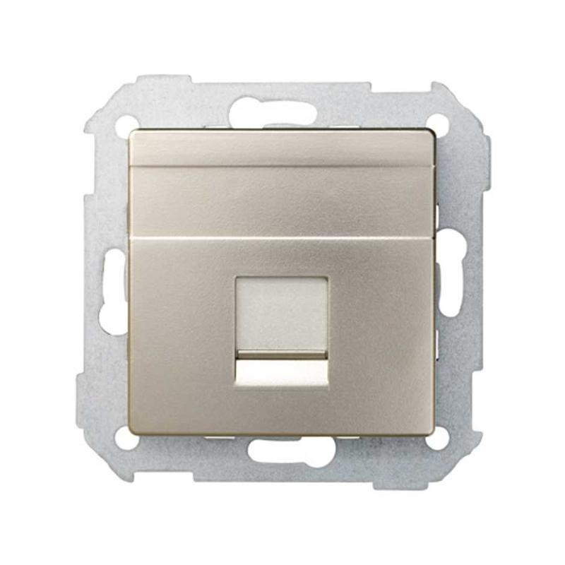 Simon 82 Адаптер со шторками на 1 коннектор UTP (RJ45), FTP (RJ45), RJ12, AMP, S82, S82N, шампань