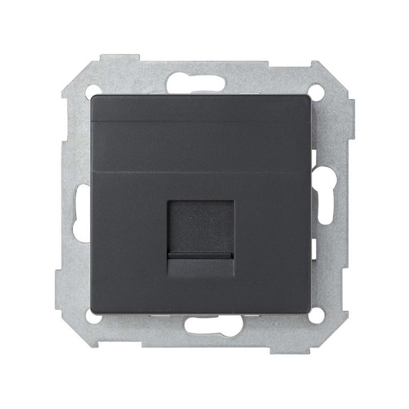 Simon 82 Адаптер со шторками на 1 коннектор UTP (RJ45), FTP (RJ45), RJ12, AMP, S82, S82N, S82 Detail, графит