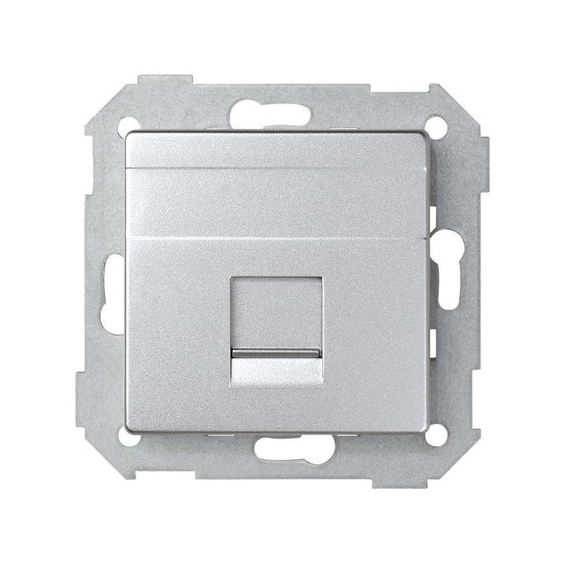 Simon 82 Адаптер со шторками на 1 коннектор UTP (RJ45), FTP (RJ45), RJ12, AMP, S82 Detail алюминий
