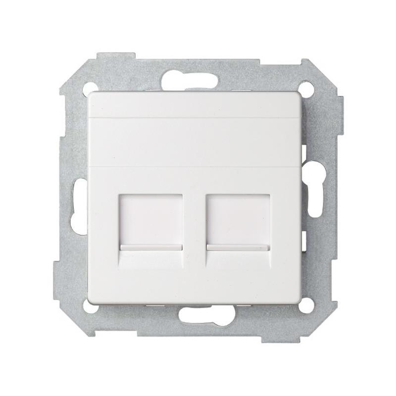 Simon 82 Адаптер со шторками на 2 коннектора UTP (RJ45), FTP (RJ45), RJ12, AMP, S82, S82N, S82 Detail, белый