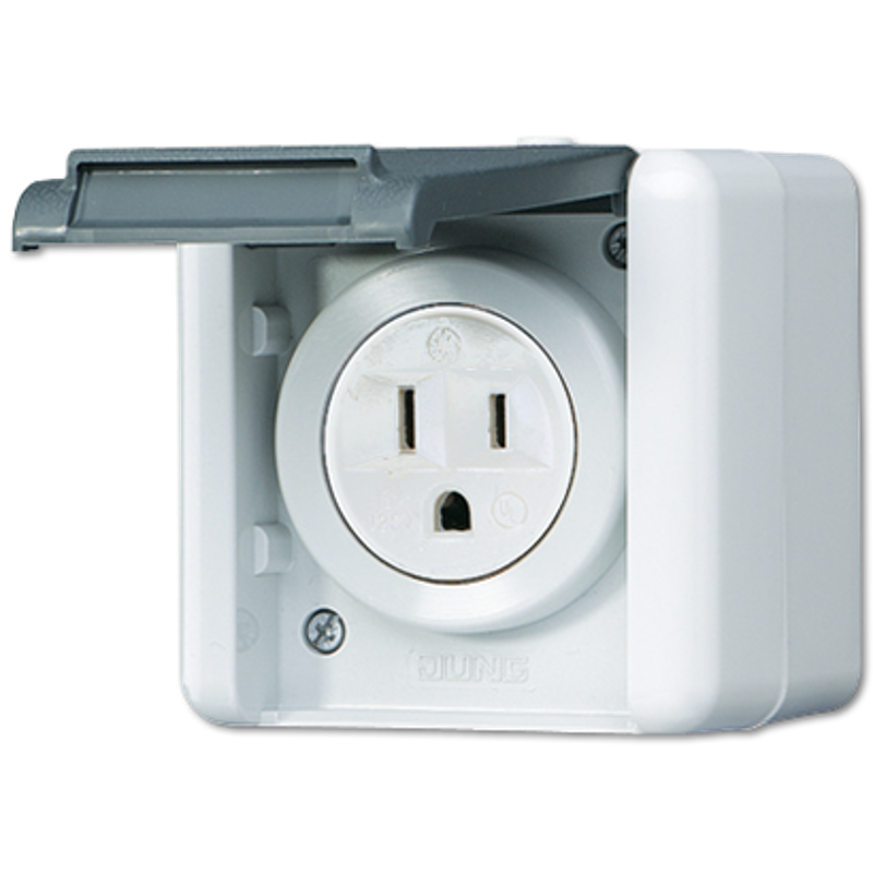 USA-стандарт NEMA, 2 полюса + заземление, 15А 125V~; для накладного монтажа