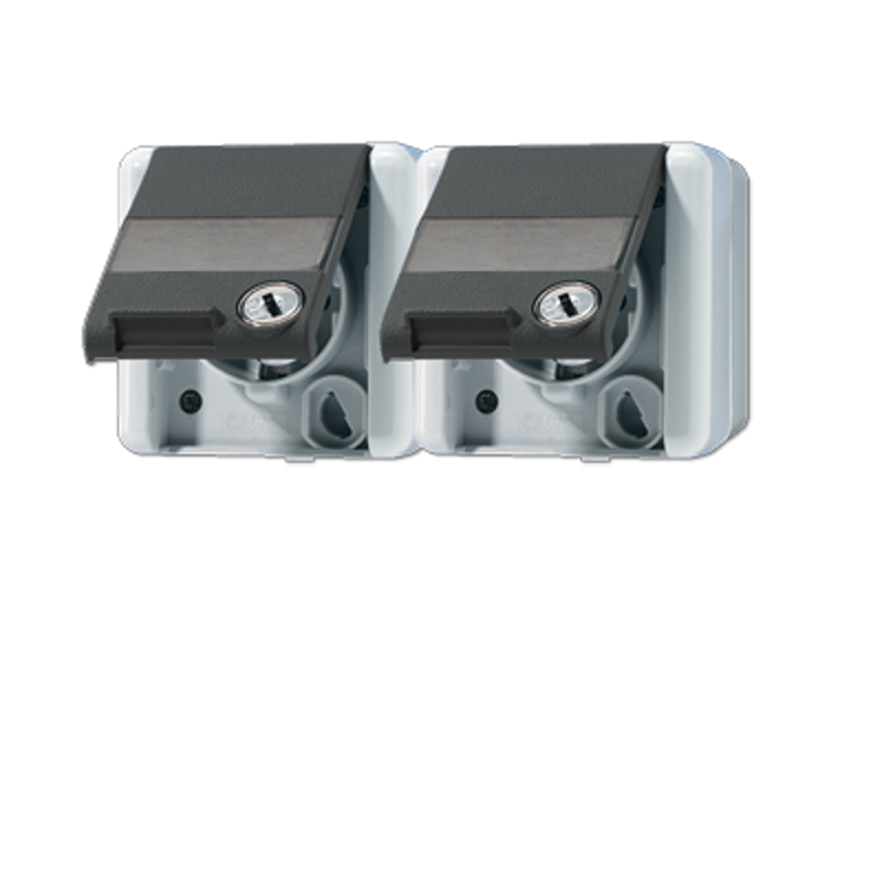 Двойная горизонтальная SCHUKO-розетка 16A 250V~ с полем для надписи IP44