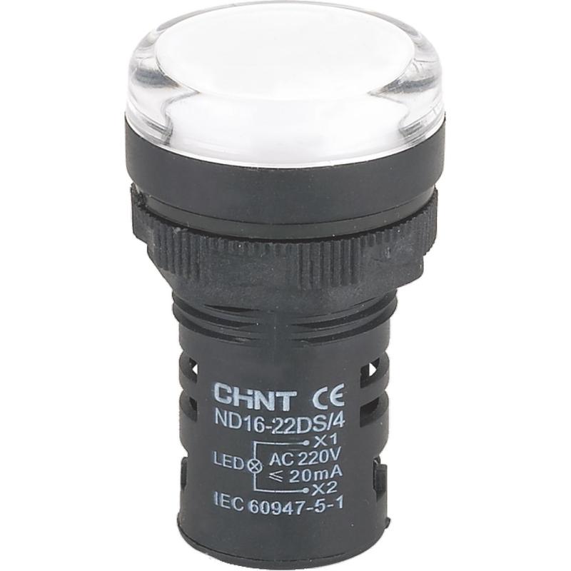 Индикатор ND16-22DS/2C белый, компактный, встр. резистор, IP65 АС/DC24В (R)