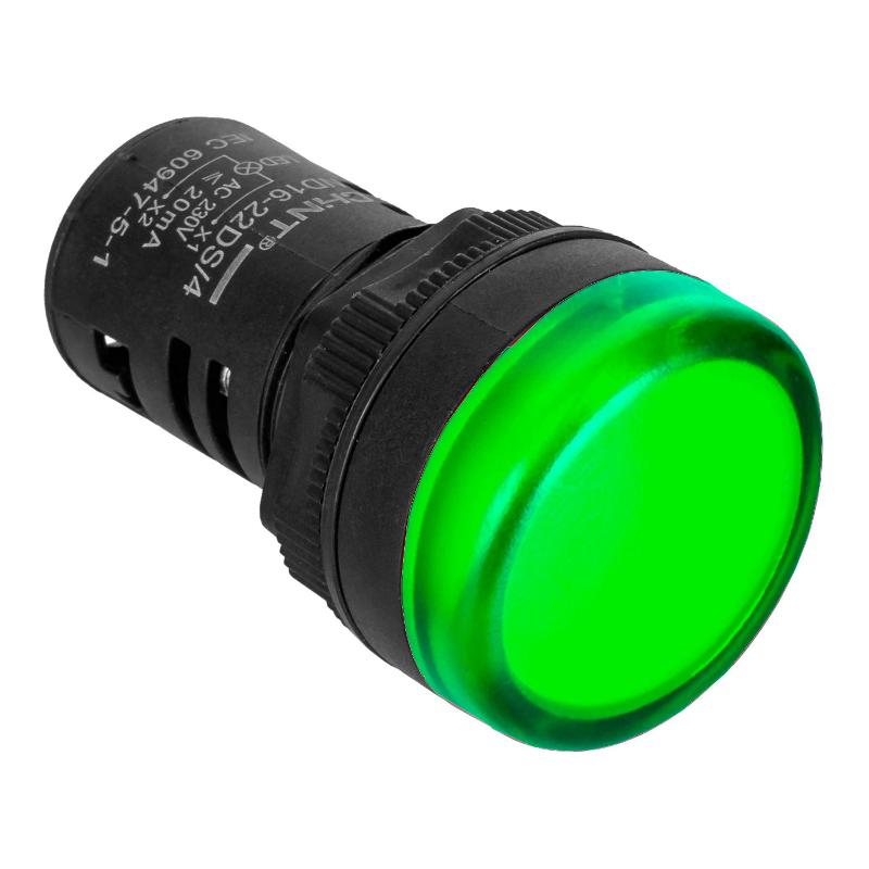 Индикатор ND16-22DS/2C зеленый, компактный, встр. резистор, IP65 АС/DC24В (R)