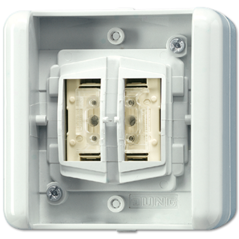 KNX/EIB 2х клавишный выключатель\кнопка, 1 позиционная, для накладного монтажа с BCU