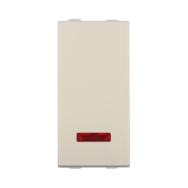 Переключатель с двух мест, с индикатором 45х22,5мм (схема 6L) 16 A, 250 B (бежевый) LK45