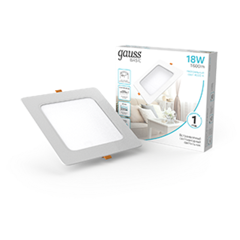 Светильник  Basic Downlight квадрат 18W 1600lm 4000K 170-260V IP20 170*26 белый LED 1/60