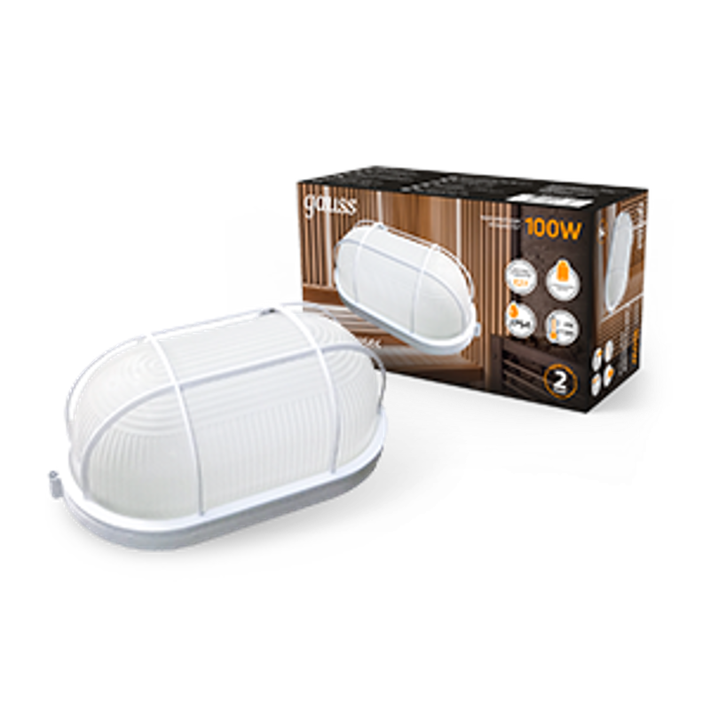 Светильник для ЖКХ НБП IP54 280*160*115 овал с решеткой под лампу Е27 max 100W, 1/8