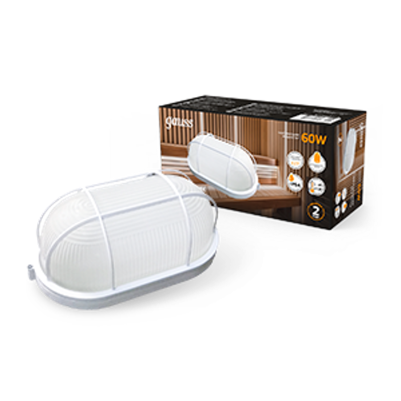 Светильник для ЖКХ НБП IP54 212*105*85 овал с решеткой под лампу Е27 max 60W, 1/12