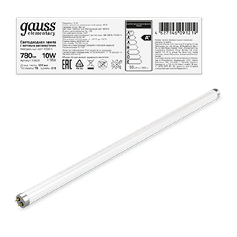 Лампа светодиодная LED Elementary T8 Glass 600mm G13 10W 780lm 4000K