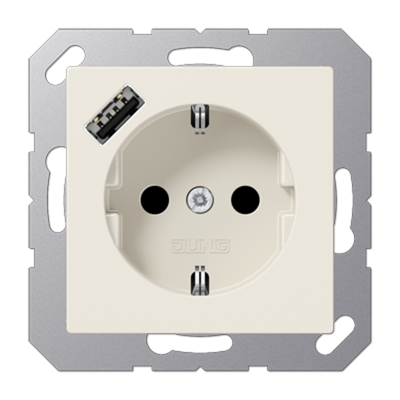 Розетка SCHUKO® с USB-зарядным устройством, тип А; термопласт; слоновая кость