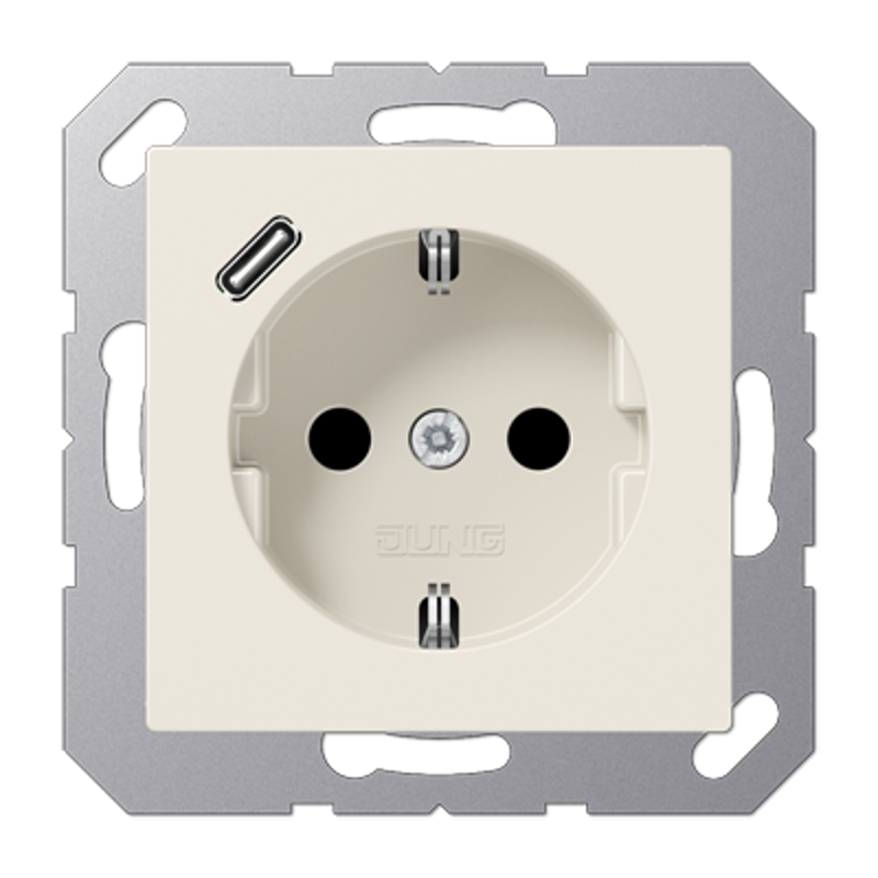 Розетка SCHUKO® с USB-зарядным устройством, тип С; термопласт; слоновая кость