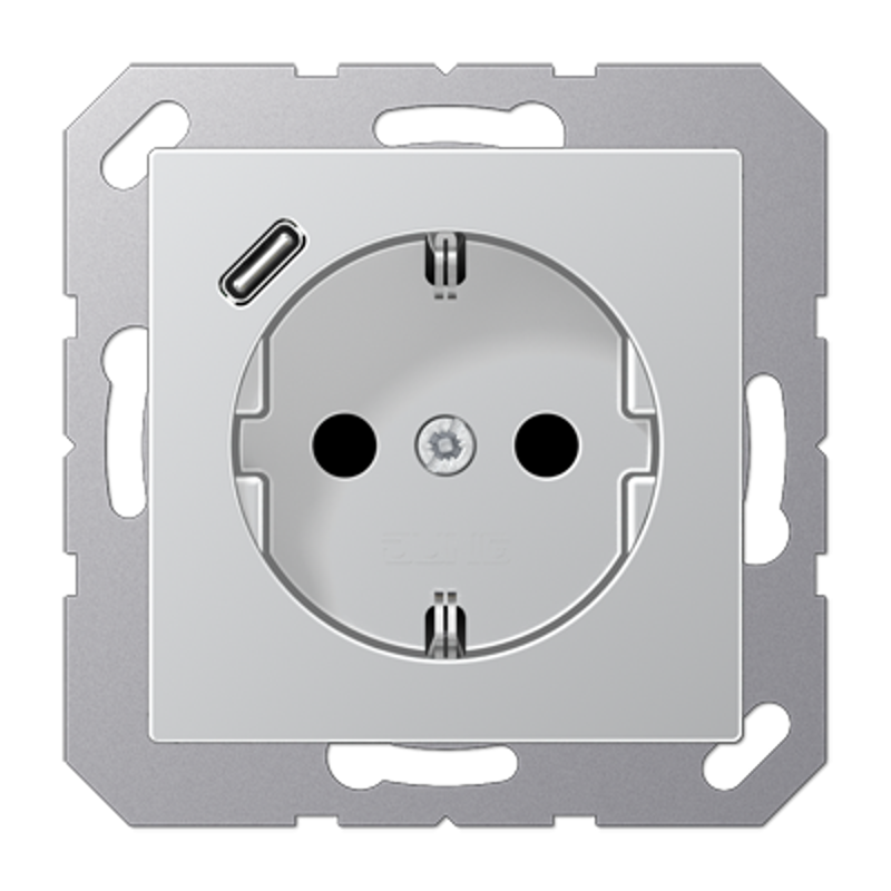 Розетка SCHUKO® с USB-зарядным устройством, тип С; термопласт; алюминий