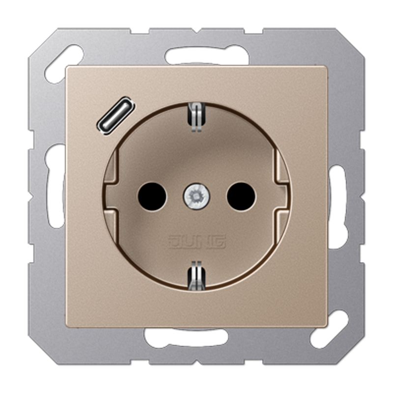 Розетка SCHUKO® с USB-зарядным устройством, тип С; термопласт; шампань
