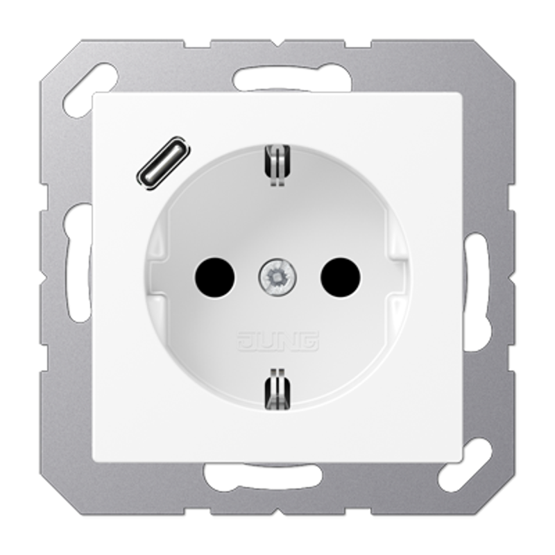 Розетка SCHUKO® с USB-зарядным устройством, тип С; термопласт; белый матовый