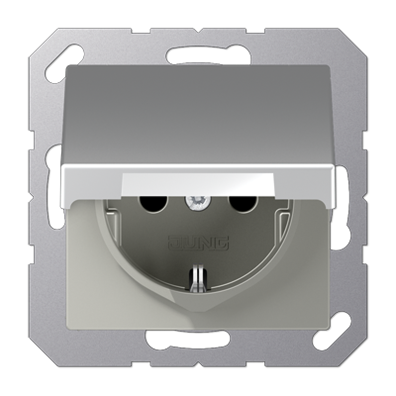 Штепсельная розетка SCHUKO 16A 250V~ с защитой от детей; с крышкой; термопласт; алюминий