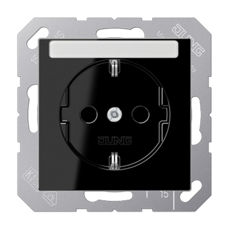 Розетка SCHUKO® 16A 250V с защитой от детей; с полем для надписи; термопласт; черный