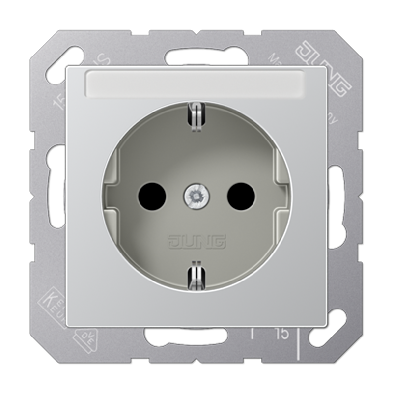 Розетка SCHUKO® 16A 250V с полем для надписи; термопласт; алюминий