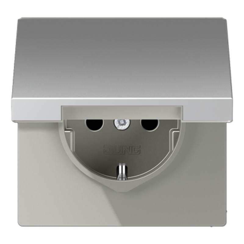 Штепсельная розетка SCHUKO 16A 250V~ с защитой от детей и откидной крышкой; алюминий
