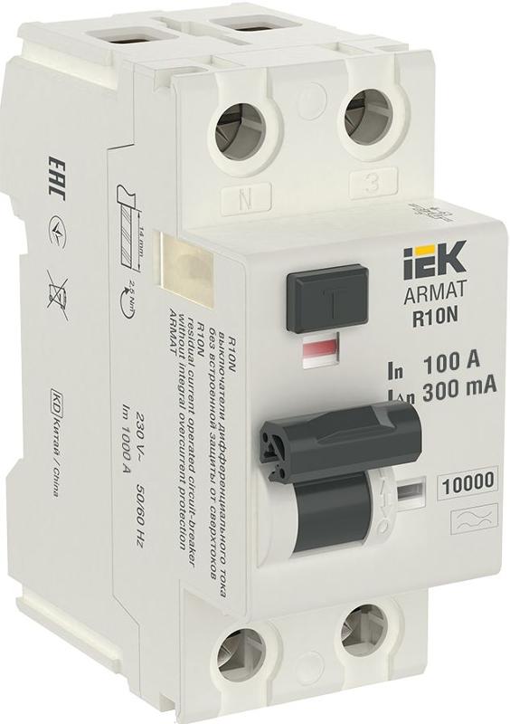 Выключатель дифференциальный (УЗО) R10N 2P 100А 300мА тип A ARMAT