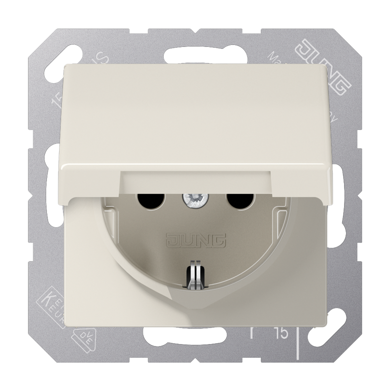 Штепсельная розетка SCHUKO 16A 250V~ с крышкой; слоновая кость