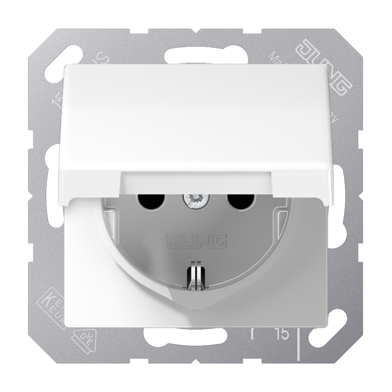 Штепсельная розетка SCHUKO 16A 250V~ с крышкой; белая